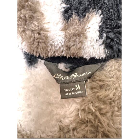 Eddie Bauer Neutral Camo Faux-Fur Sherpa Half-Zip Pullover Size Medium - Picture 12 of 13